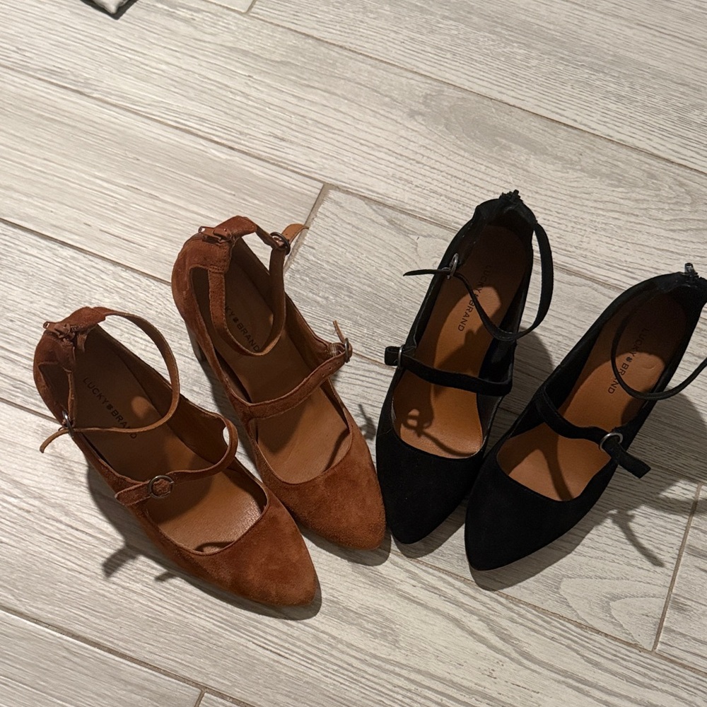 Two pairs Lucky Brand Mary Jane Heels Duo - Black and Brown